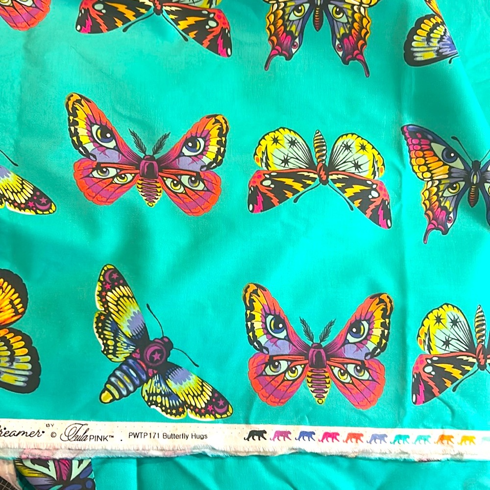 Tula Pink Quilt Fabric. Daydreamer Butterfly Hugs. Half Yard